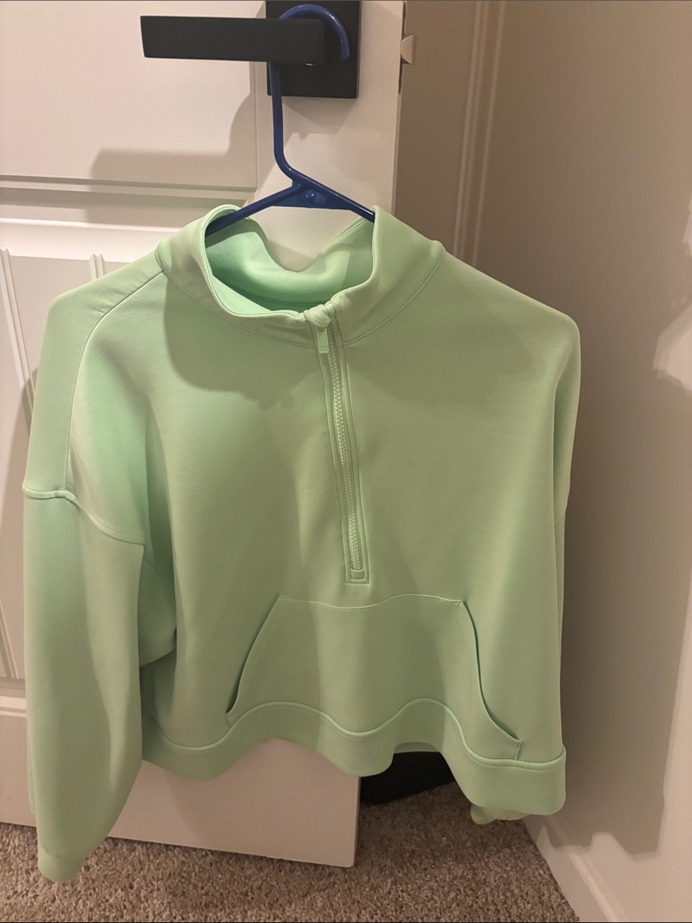 all in motion Cropped Half-Zip Pullover in Mint